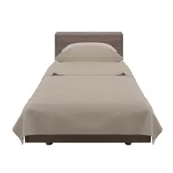 Juego De Sábanas Sencillo 100% Algodon 300 Hilos Taupe