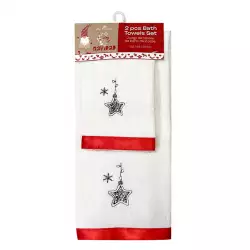Juego de Toallas de Baño Diseño Navideño Estrella 2 Piezas