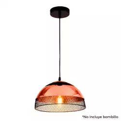 Lámpara Colgante Collage Malla Metalica Negra Y Cobre