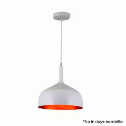 Lámpara Colgante Ring Metalica Blanca Interior Dorado