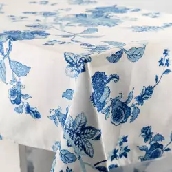 Mantel Expressions Flora 150X210Cm Azul Algodon Ri-24011624B