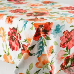Mantel Expressions Flora Estampado 150X210Cm Rosa Algodon Ri-2401