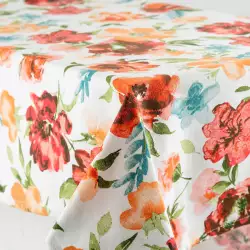 Mantel Expressions Flora Estampado 180X260Cm Rosa Algodon Ri-2401