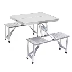 Mesa Plegable Para Camping 4 Puestos en Acero