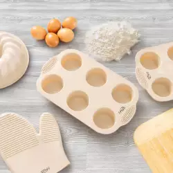 Molde 6 Cupcakes Expressions 19X32X4Cm Beige Silicona D600Kb04