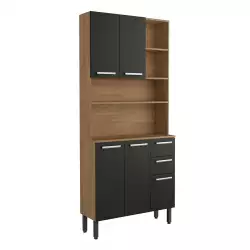 Mueble Alacena Bertolini 105X198X37Cm Negro Mdp 8081863