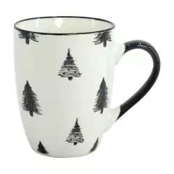 Mug Taza Nav Christmas 340Ml Blanco Arboles Negro
