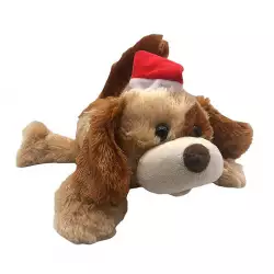 Muñeco Navideño Perro Acostado con Música y Movimientos