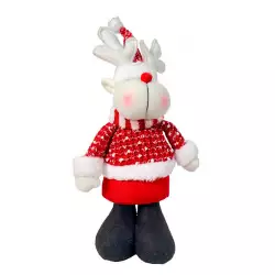 Muñeco Reno Parado Bajo Rojo-Blanco 15X7.5X34Cm Santini 150-8000500D