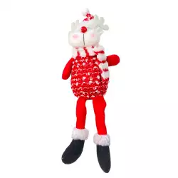 Muñeco Reno Sentado Pata Blanda Rojo-Blanco 8X5X31Cm