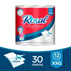 Papel higienico rosal plus xxg torre 3 hojas 12 rollos 31 mt