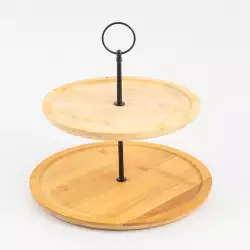 Pedestal Torta Home Deco Factory 2 Niveles 25X23X25Cm Natural Madera