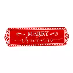 Placa Decorativa navideña Merry christmas Santini 40X12Cm Rojo