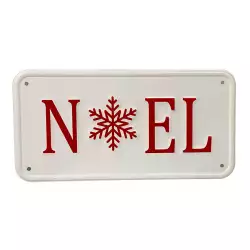 Placa Decorativa navideña Noel Santini 30X15Cm Blanco