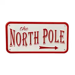 Placa Decorativa Navideña North Pole Santini 30X15Cm Blanco