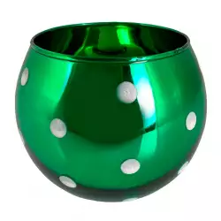 Portavela Nav Verde Puntos Blancos 10.5X10.5X8.6Cm Santini 180-3300599