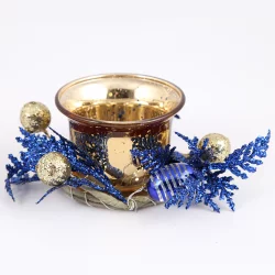 Portavela navidad 11x11x5cm santini azul 200-0600240