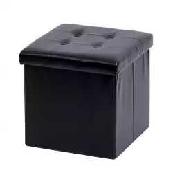 Puff Expressions 38X38X38Cm Negro Cuero Sintetico Ge10E00