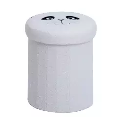 Puff Expressions Infantil Panda 30X37X30Cm Blanco Tela
