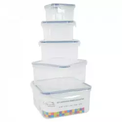 Recipientes Expressions Cuadrado 5 Ud Transparente Plastico Mb0