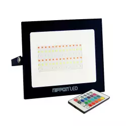Reflector led rgb nippon 30w multivoltaje negro con control
