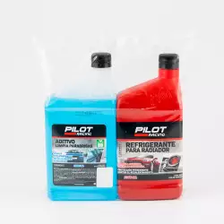 Refrigerante Rojo 1000Ml + Aditivo Limpiaparabrisas Pilot Racing X 2Unds Precio Especial