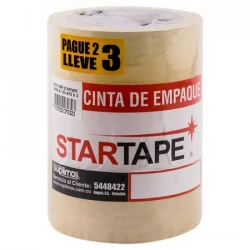 Set De 3 Cinta De Empaque Startape De 100 Mts-Transparente