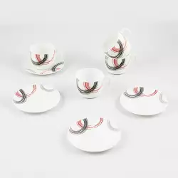 Set De Café Expressions 8 Piezas Líneas Negras En Vitrocerámica