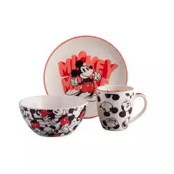 Set De Desayuno Corona Mickey Multicolor 3 Pz Ceramica Sl11321 1