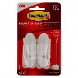Set X 2 Ganchos Command 17068Es-Blanco Con Plateado