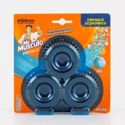 Set X 3 Pastillas Limpiadoras Baños C Mr. Músculo - Azúl