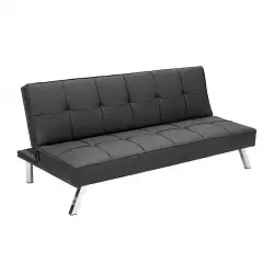 Sofacama Expressions 167X80X74Cm Negro Cuero Sintético