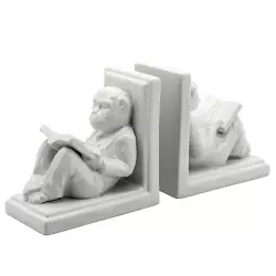 Sujeta libros Decorativo Monos Leyendo 17Cms Set X2
