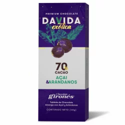Tableta De Cacao Al 70 Davida X 40Gr Con Acai Y Arandanos 845