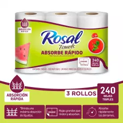 Toalla Cocina Rosal Plus 60412C16 80 Hojas 3 Rollos