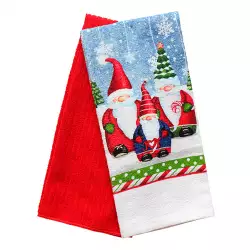 Toalla de Cocina Diseño Navideño  Gnomo 2 Piezas