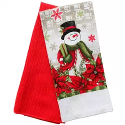 Toalla de Cocina Diseño Navideño Hombre de Nieve 2 Piezas