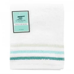 Toalla Manos Francis Cannon 380Gr - Blanco Y Turquesa