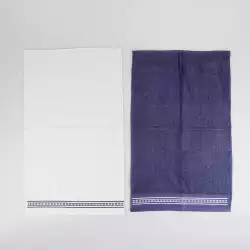 Toallas Manos Expressions 70X40Cm Azul Oscuro 2 Ud Algodon Toshi