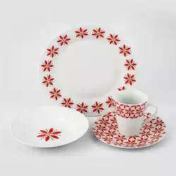 Vajilla de Navidad 16 Piezas Poinsettia Expressions