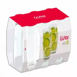 Vasos cristar setx6 453ml dubai liso en vidrio 0729cl6