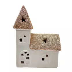 Villa Navideña Decorativa con Luz Santini Oro Rosa