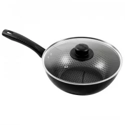 Wok Universal 24Cm-Negro Con Plateado
