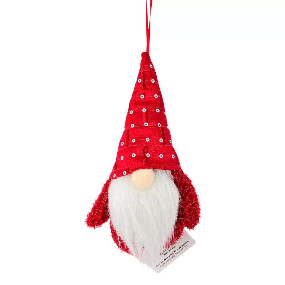 Adorno Arbol Colgante Gnomo Rojo-Blanco 6X2X14Cm