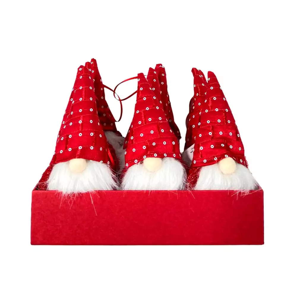 Adorno Arbol Colgante Gnomo Rojo-Blanco 6X2X14Cm