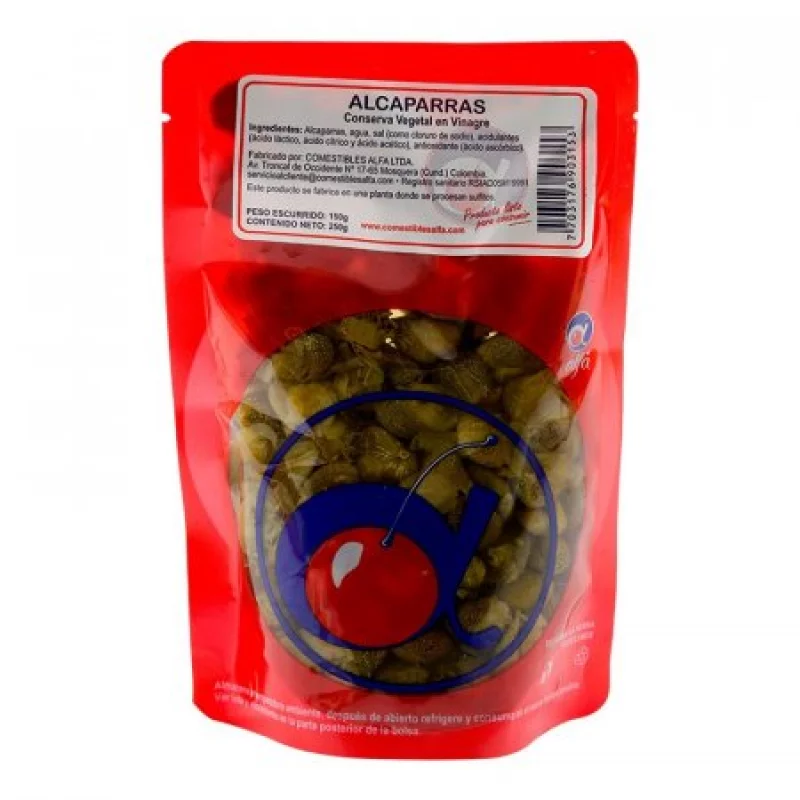 Alcaparras En Vinagre Doy Pack Alfa 250G-Rojo