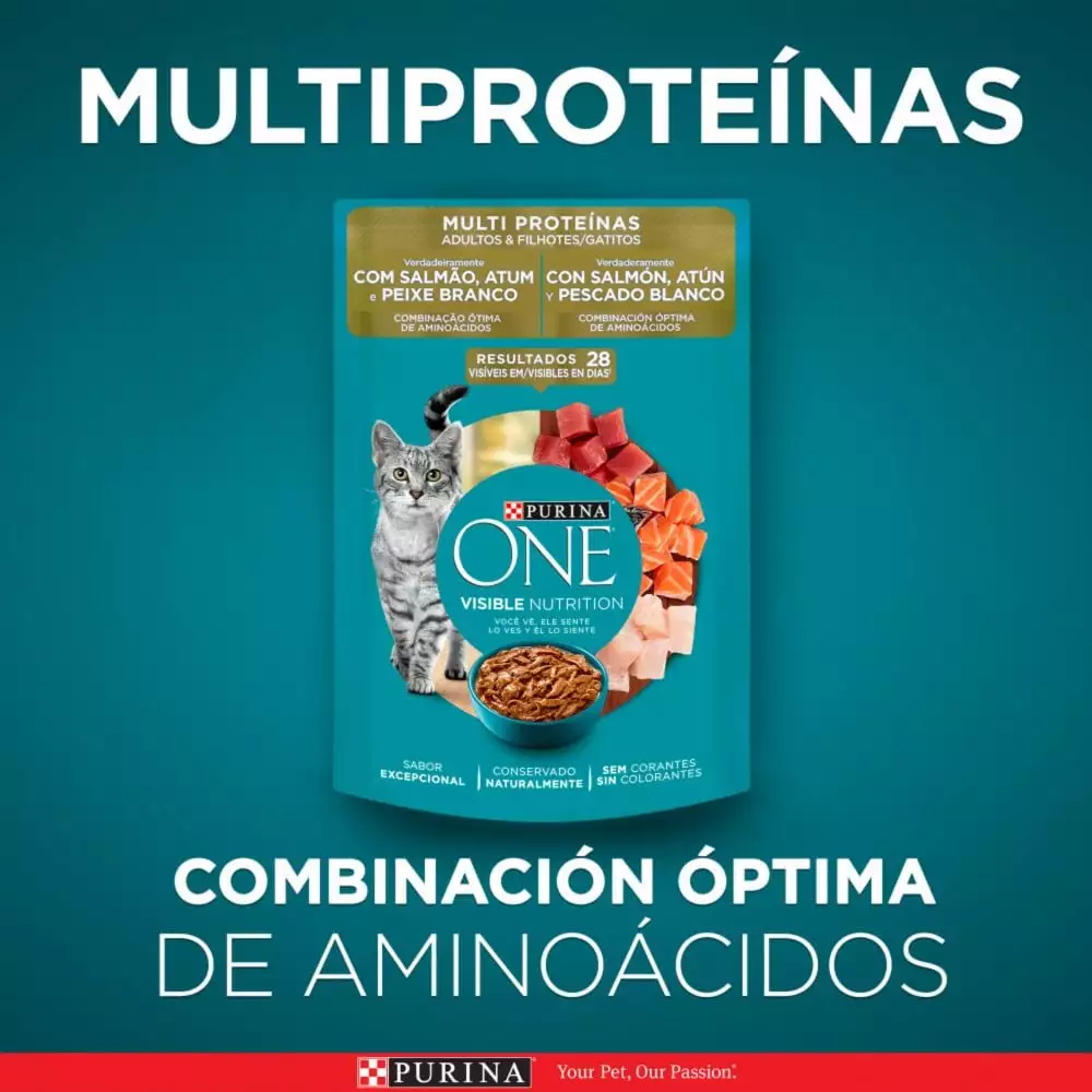 Alimento Humedo Gato Purina One 85 Gr Adultos Salmon Atun Pescado