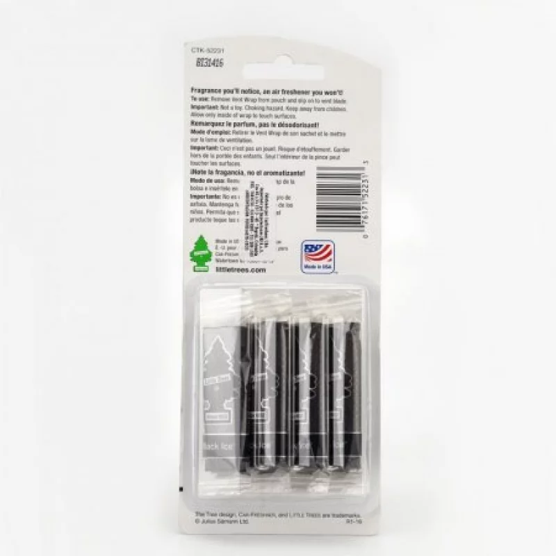 Ambientador Auto Clip Little Trees Black Ice X4