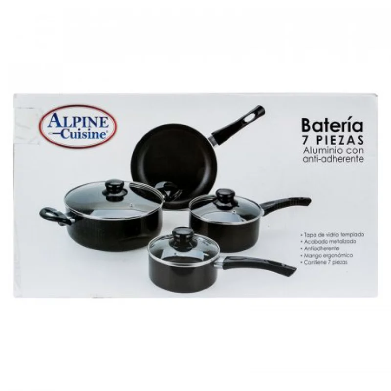Bateria De Ollas Alpine Negro 7 Ud Antiadherente Ai 20632B