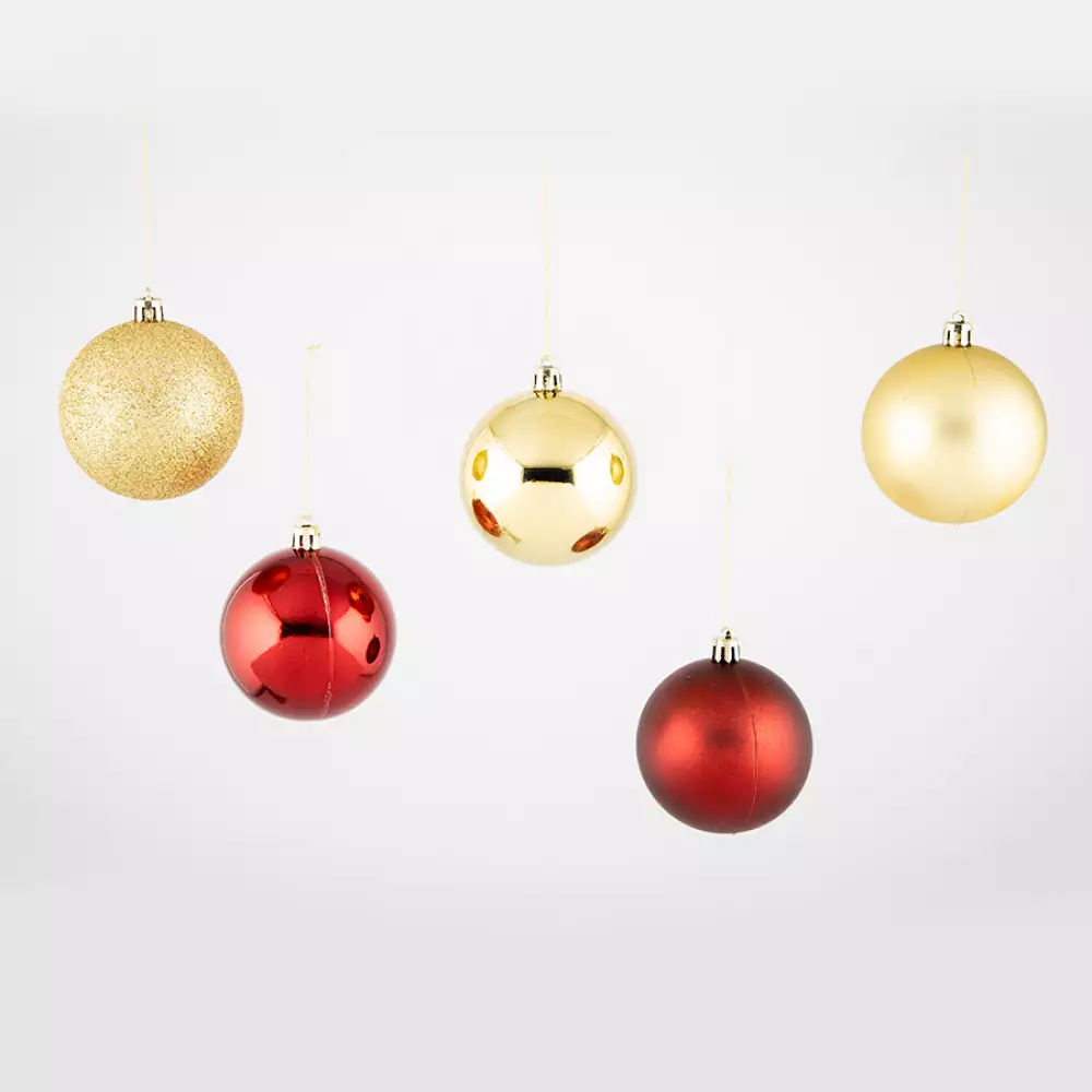 Bolas Nav X40Pzs 7 Cm Expressions Christmas Dorado Rojo